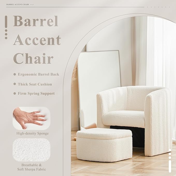 COLAMY Morden Velvet Barrel Accent Chair - Image 4