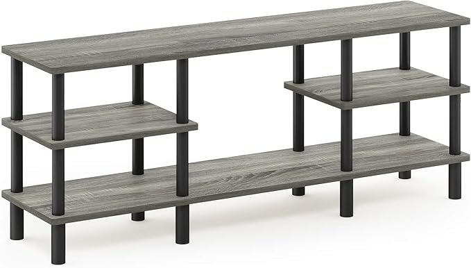 Furinno Turn-N-Tube 3-Tier Multipurpose Wide Shelf TV Stand, French Oak - Image 5