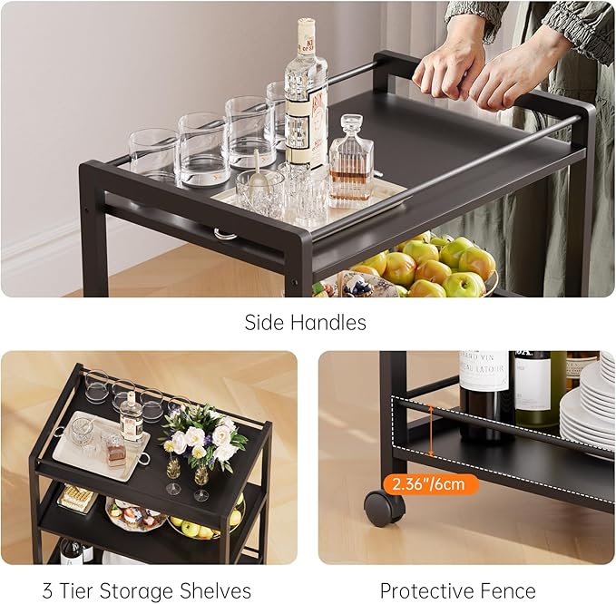 HITNET Bar Cart Black, Serving Cart - Image 7