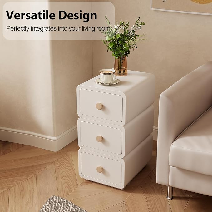 White Night Stand, Narrow Nightstand - Image 6
