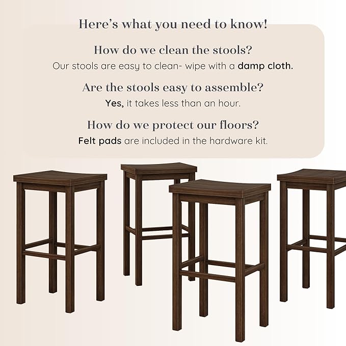 Grain & Grove Smith Collection Set of 4 Solid Wood Bar Stools, 30 inch - Image 5