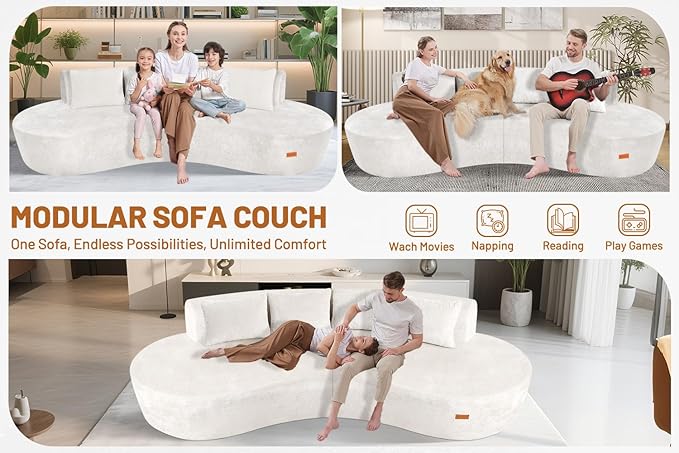 Homguava 104'' Modular Sectional Sofa, Curved Modern Sofa - Image 5