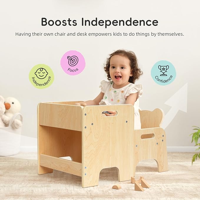 OOOK Montessori Weaning Table and Chair Set, Kids Activity Wooden Toddler Table - Image 5