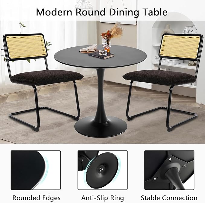 Round Black Dining Table, 31.5" Tulip Table - Image 3