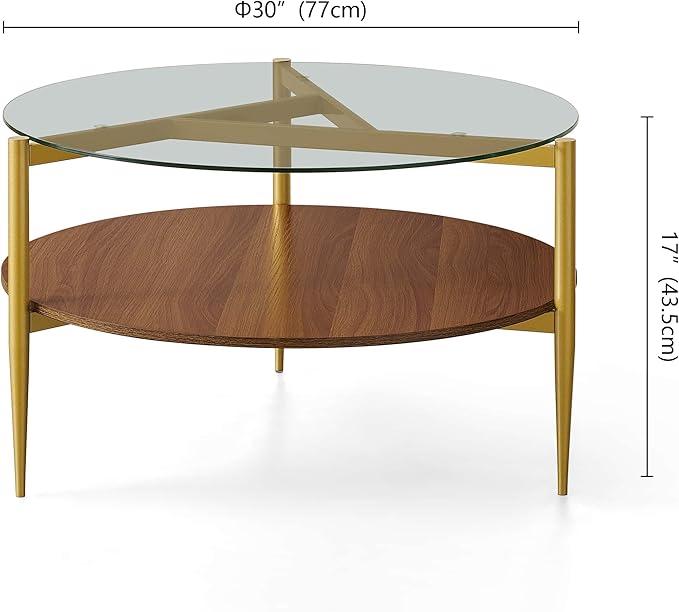 Round Coffee Table, Mid-Century Modern Design, D30*H17 inch, - Image 2