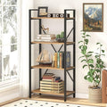 BON AUGURE Industrial 4 Tier Bookshelf, Modern Open Shelving Unit Book Shelves by BONAUGURE