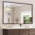 WEER 60X36 Inch Black Bathroom Mirror, Rectangular Framed Mirror by WEER
