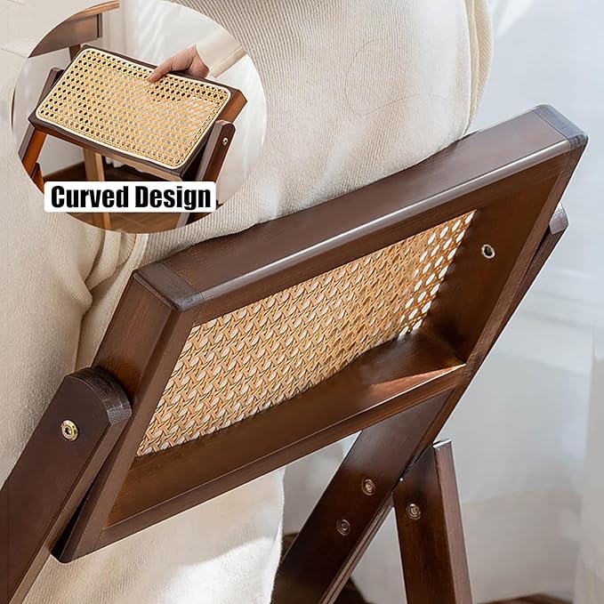 KISKIS Wooden Rattan Folding Chairs Portable Save Space Kitchen Dining Chair - Image 7