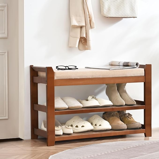 Shoe Rack Bench with Cushion, Shoe Rack - Image 7
