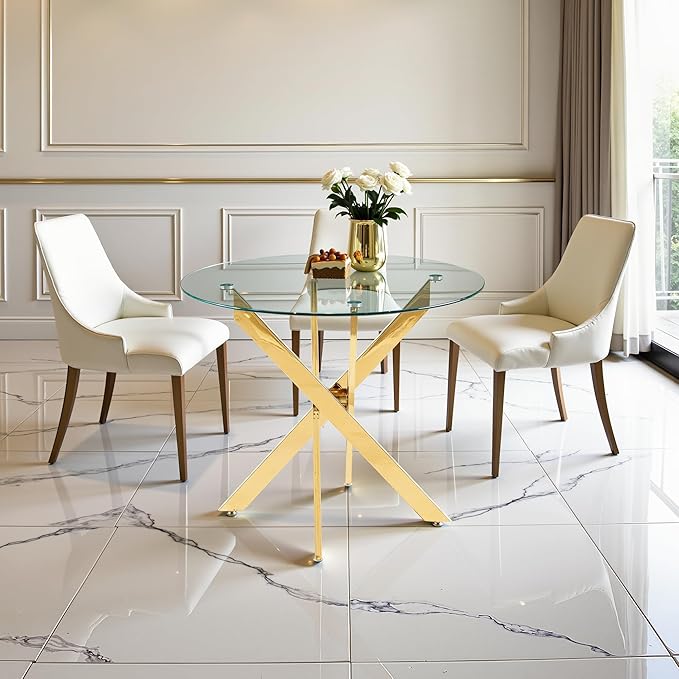 Dining Table for 4 Modern Round Dining Table 35.43" Kitchen & Dining Room Tables - Image 4