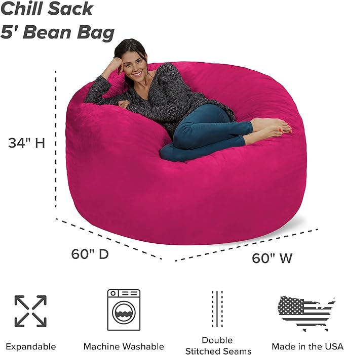 Chill Sack Bean Bag Chair: Giant 5' Memory Foam Furniture Bean Bag - Image 3