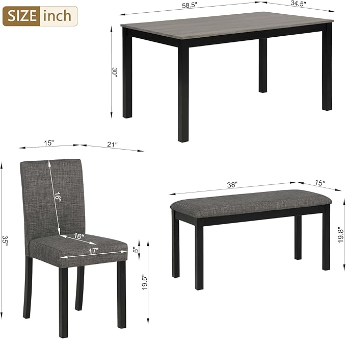 KEIKI 6-Piece Standard Height Dining Table Set - Image 3