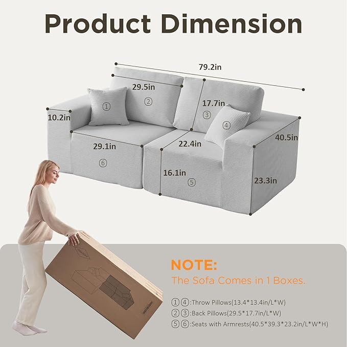 INGEROOM 79" Cloud Couch, Loveseat Sofa - Image 2