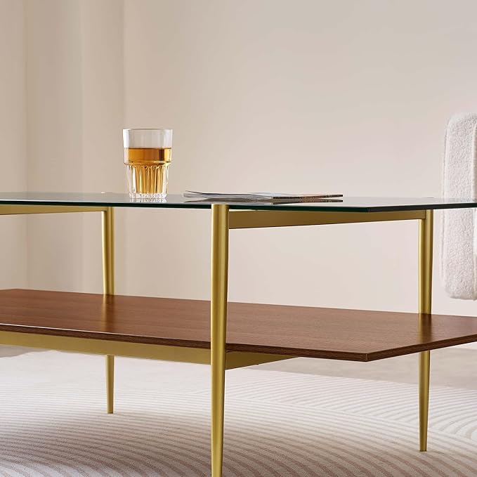 X-Large Rectangle Glass Coffee Table, Mid-Century Modern Design, - Image 8