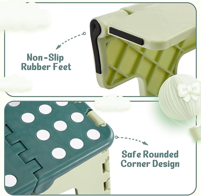 ACSTEP 9 Inch Folding Step Stool 300 LB Capacity Plastic Foldable Step Stools - Image 6