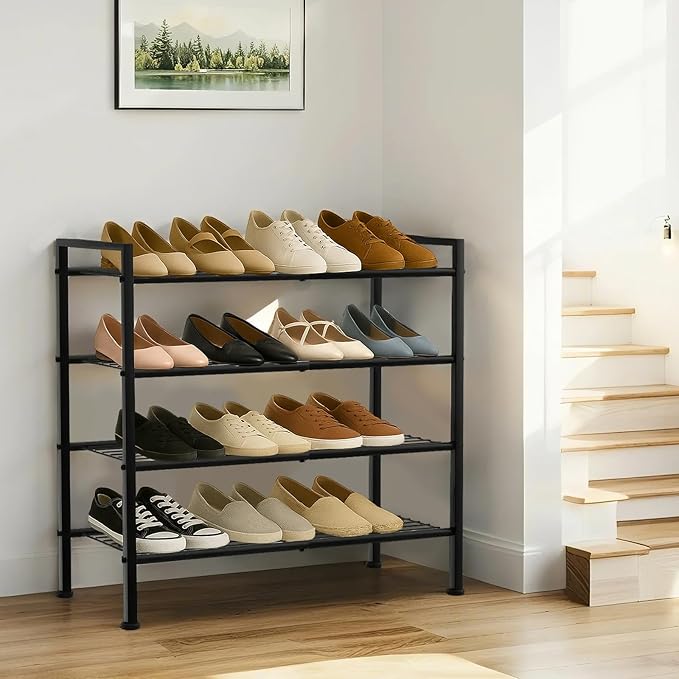 Simple 3 Tier Shoe Rack, Metal Stackable Shoe Storage Organizer - Image 6