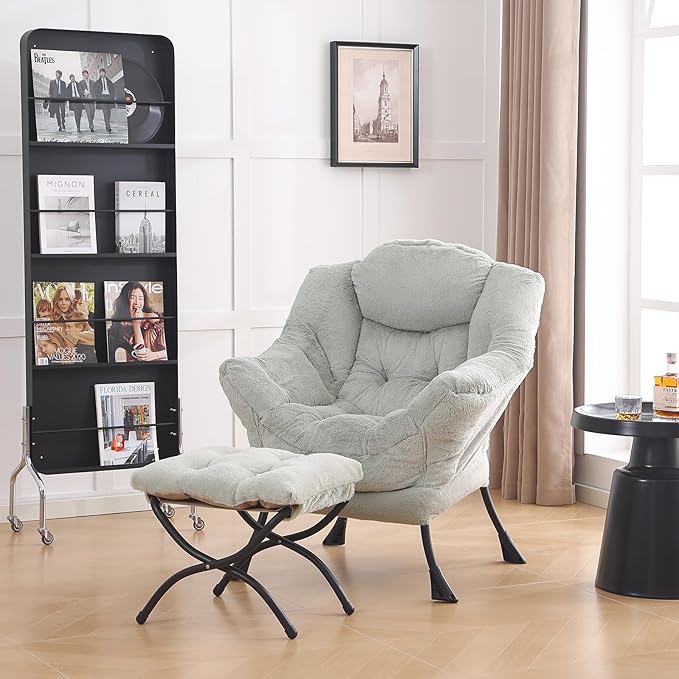 LITA Lazy Chair with Ottoman, Modern Accent Leisure Upholstered Sofa Chair - Image 8