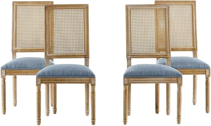 Merax Upholstered Solid Wood Dining Chairs Set of 4, French Country Style - Image 6