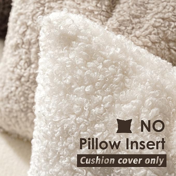 Foindtower Set of 2 Curly Teddy Wool Faux Fur Pillow Covers Decorative Boucle - Image 3