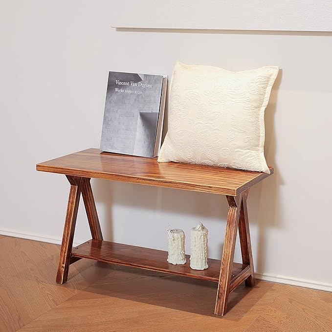 Solid Wood Entryway Bench，Farmhouse Bench - Image 4
