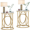 Tribesigns Round End Table for Living Room Set of 2, Modern Marble Side Table by Tribesigns
