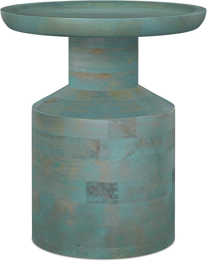 SIMPLIHOME Haynes 16-inch Wide Solid Mango End Table in Teal Wash, Handcrafted - Image 6