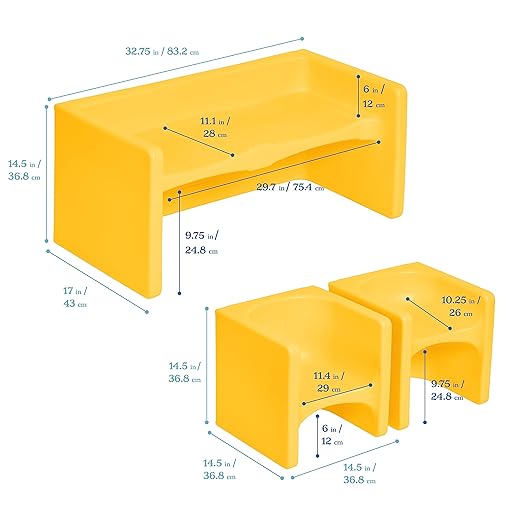 ECR4Kids Tri-Me Table and Cube Chair Set - Image 2