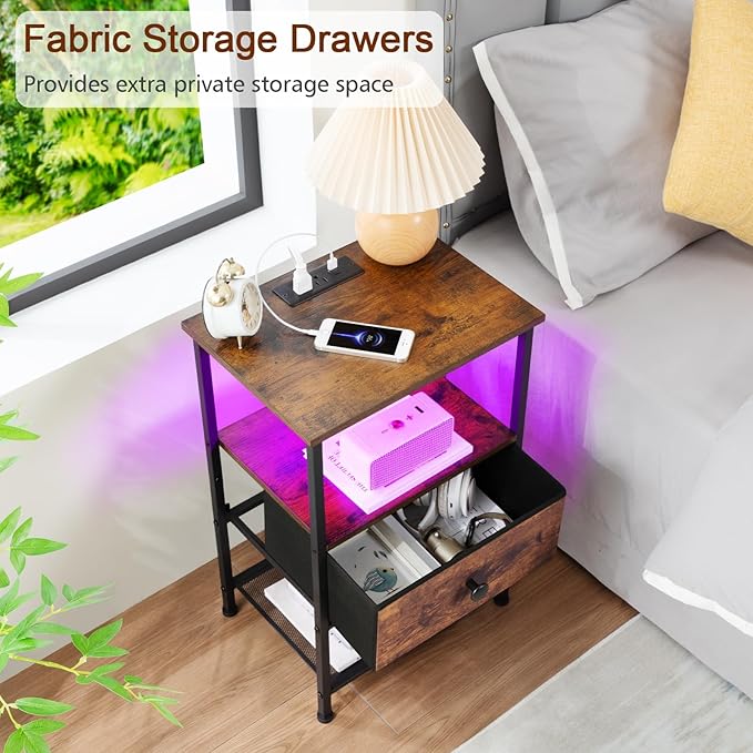 Night Stand Set 2, LED Nightstand - Image 6