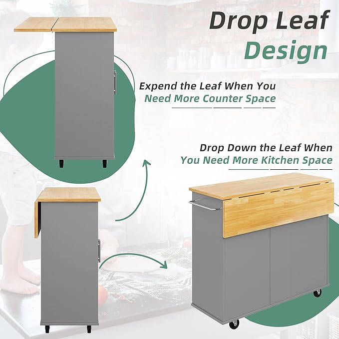 Shintenchi Rolling Kitchen Island Cart - Image 3