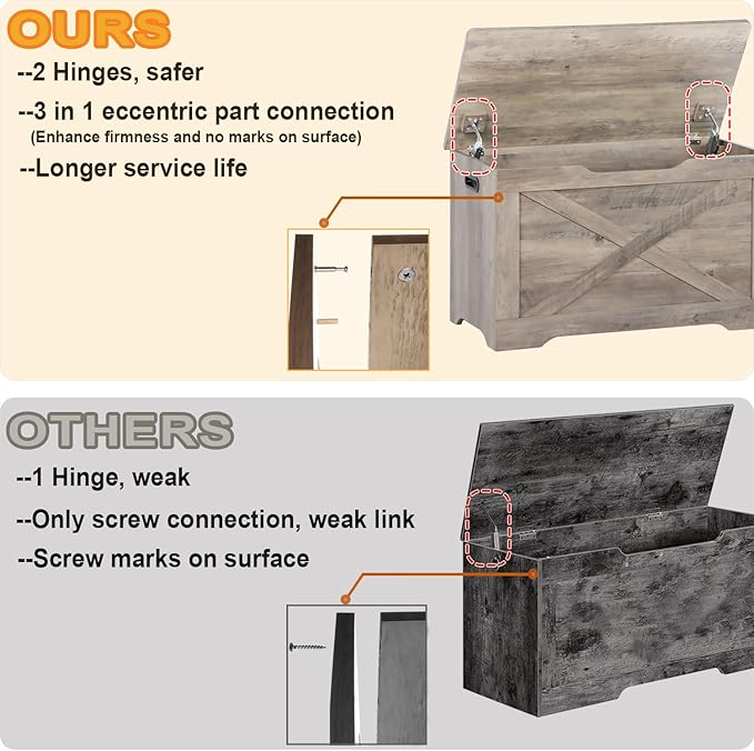 Storage Chest, Wooden Storage Bench, Entryway Shoes Bench - Image 4