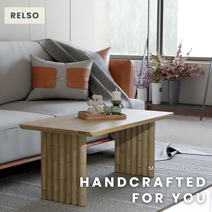 Bambos Coffee Table | Sold Mango Wood Center Table - Image 5