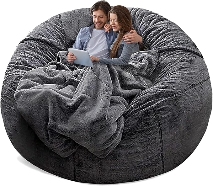 Bean Bag Chair Cover Without Filler, Big Round Soft Fluffy PV Velvet Washable by YudouTech