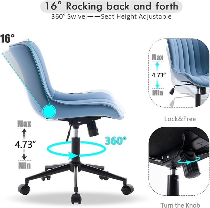 YOUNIKE Blue Home Office Desk Chair - Image 3