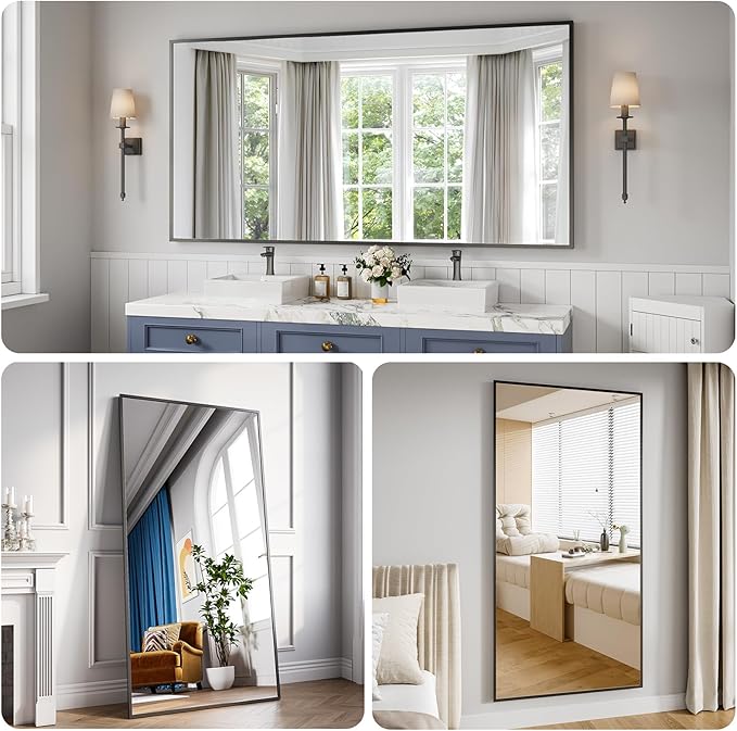 Bathroom Mirror 36x71 Black Bathroom Wall-Mounted Mirrors, Modern Vanity Mirror - Image 3