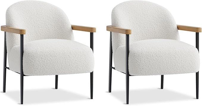 Garvee Modern Accent Chair Set of 4, Wood Arms - Image 2