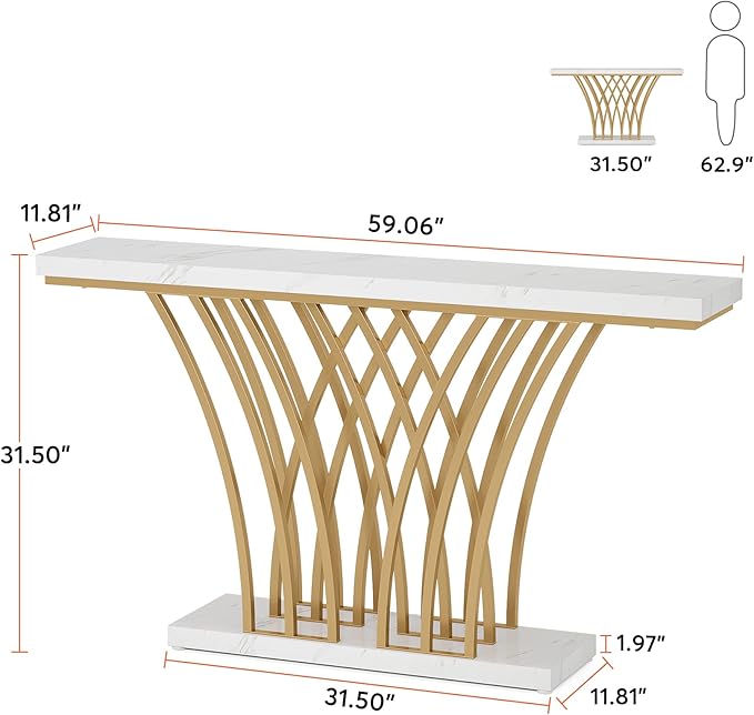 Tribesigns 59 inch Gold Console Table, Modern Entryway Table - Image 2