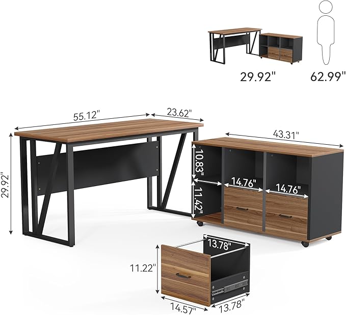 LITTLE TREE 55-Inch L-Shaped Computer Desk, Large Corner Desk - Image 3