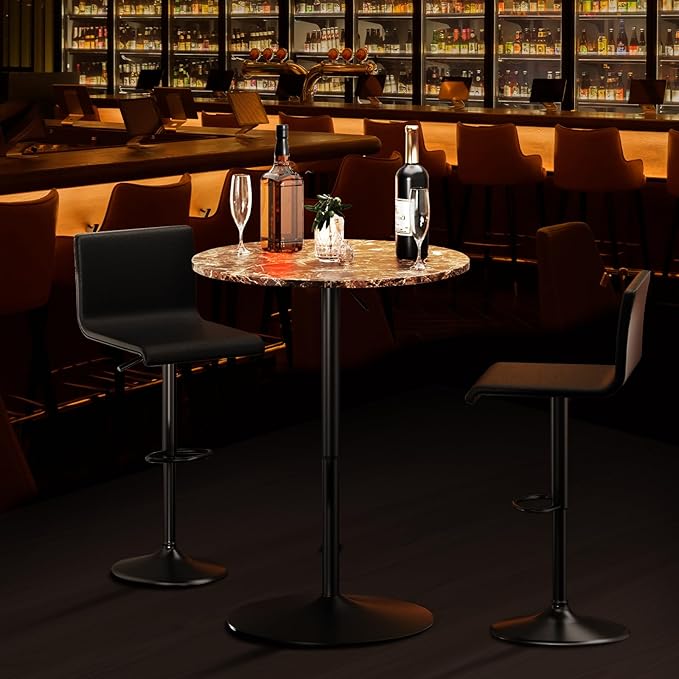 Athena Collection Modern Bar Table Round Top Height Adjustable, Tall Bistro Pub - Image 2