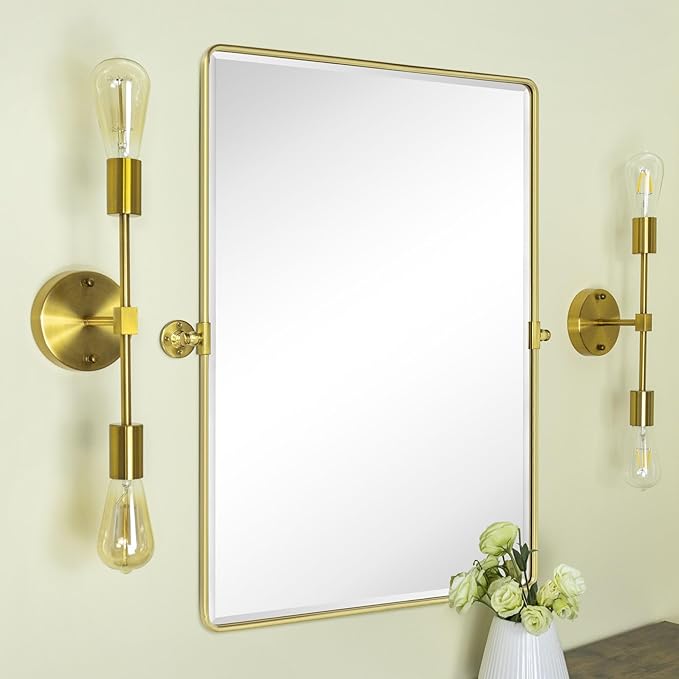 TEHOME 30x40'' Brushed Gold Pivoting Bathroom Vanity Mirror 40x30'' Brushed by TEHOME