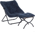 Saucer Chair with Ottoman, Comfy Doorm Chairs, Oversized Folding Faux Fur Chair by Furlide