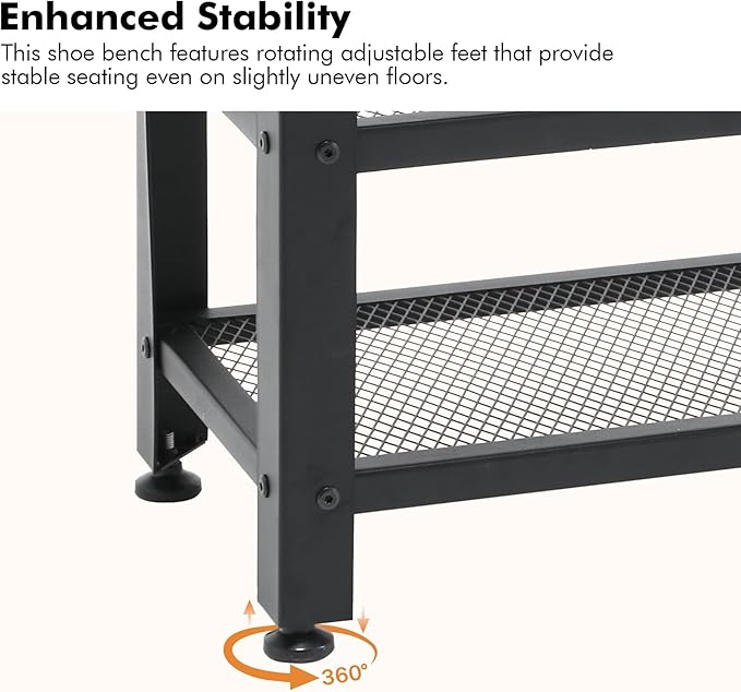 Apicizon 35.5" Shoe Rack Bench, 3-Tier Entryway Bench, - Image 4