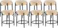 Dining Room Chairs Set of 8, 23.6" Sherpa Backless Beige Boucle Dining Chair by Viroformo