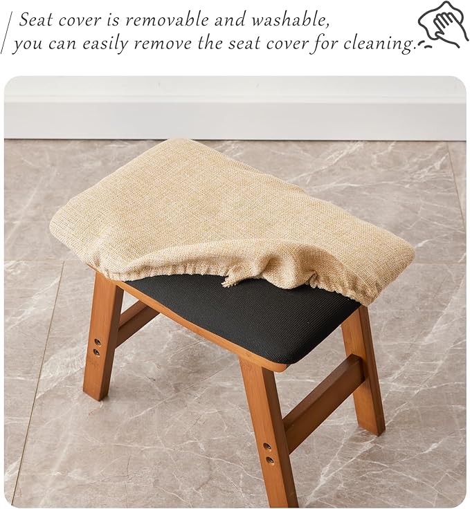 Foot Stool, Bamboo Small Sofa Foot Rest Under Desk, Extra Seating - Image 5