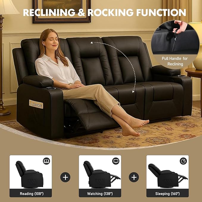 LUCKLIFE Leather Recliner Sofa Set - Image 6