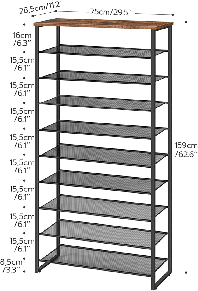 HOOBRO 10-Tier Shoe Rack, 29.5" L Shoe Storage Organizer, Large Capacity Shoe - Image 3