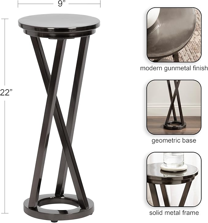 Kate and Laurel Aja Modern Metal Round Drink Table, Decorative Geometric - Image 3