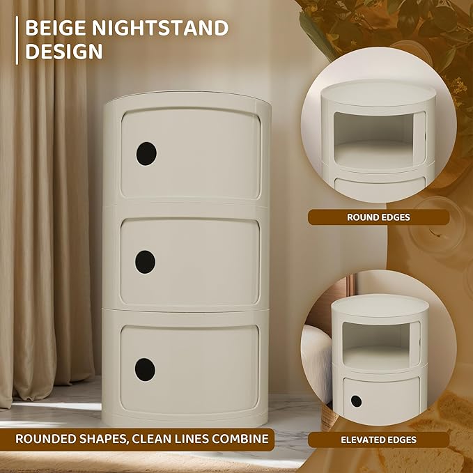 3 Tier Round with Storage, Modern Style Side Table - Image 6