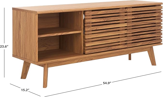 SAFAVIEH ESMA TV Stand for up to 60" Flatscreen – Oak Brown, Low Sideboard - Image 2