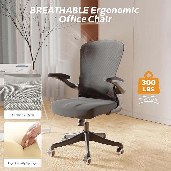 Ergonomic Office Chair with Adjustable Lumbar Support & Flip-Up Armrests - Image 3