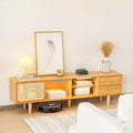 Tiita Rattan TV Stand for 55 65 Inch TV, Bamboo TV Cabinet by TiitaHome